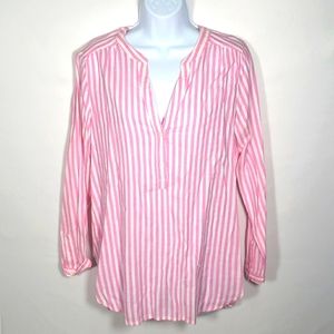 Old Navy Pink and White Striped Blouse Size Small
